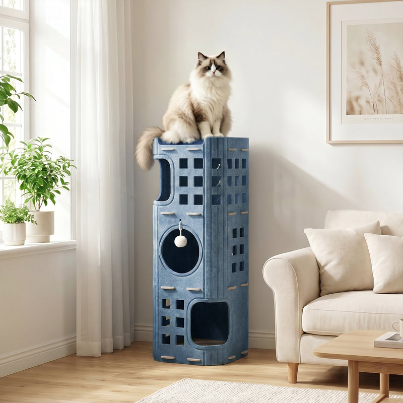 Polyester Pet Bed, 90cm H x 37cm W x 37cm D, Blue