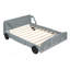 Lit plateforme double en forme de voiture avec roues, gris
