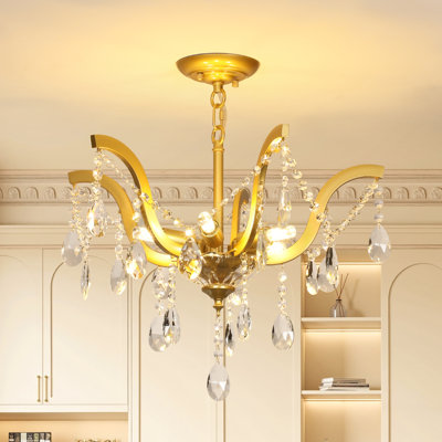 5-light Glam Dimmable Empire Chandelier With Crystal Accents, Adjustable Chain And Heads For Dining Rooms