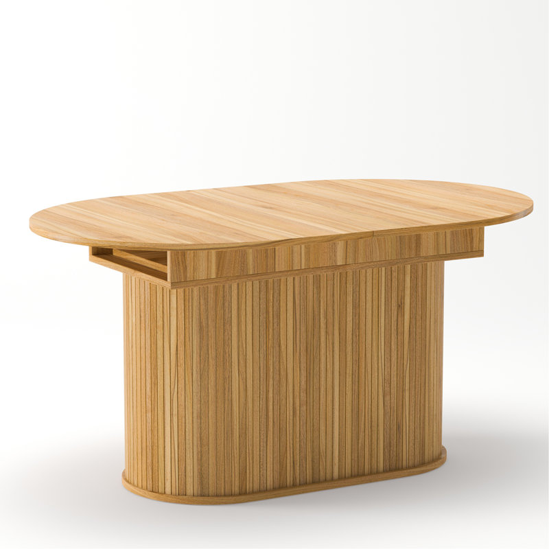 Table de salle à manger extensible de 55,11 po à 70,86 po avec pieds rayés pour le salon et la cuisine (naturel), Natural