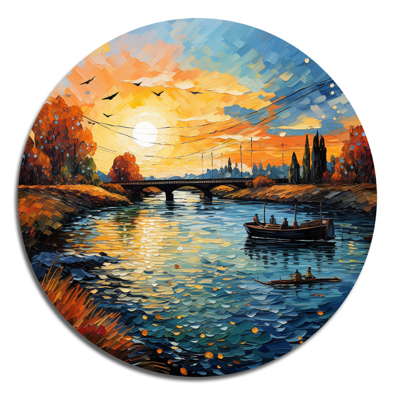 Gaven - Paysages d'art rond en métal, H 23 po x l 23 po