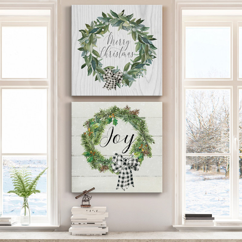 Snowberry Wreath - Ensemble de 2 reproductions d'art sur toiles tendues, H 40 po x l 80 po x P 1 po