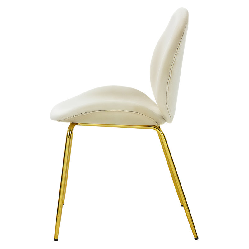 17'' H Velvet Upholstered Side Chair, Beige Velvet