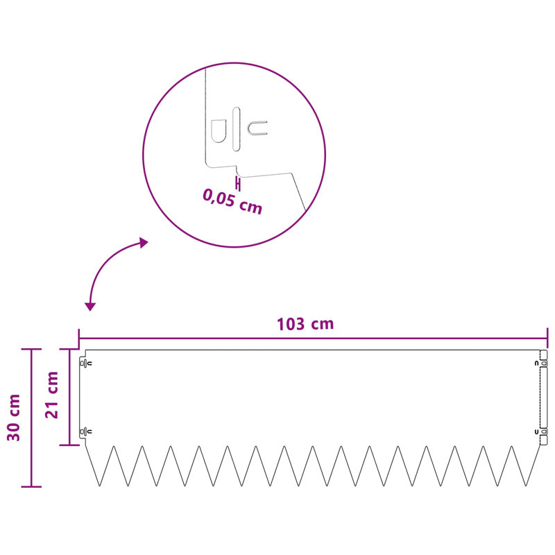 103 cm W Steel Lawn Edging Fencing, 30cm H x 103cm W, Black