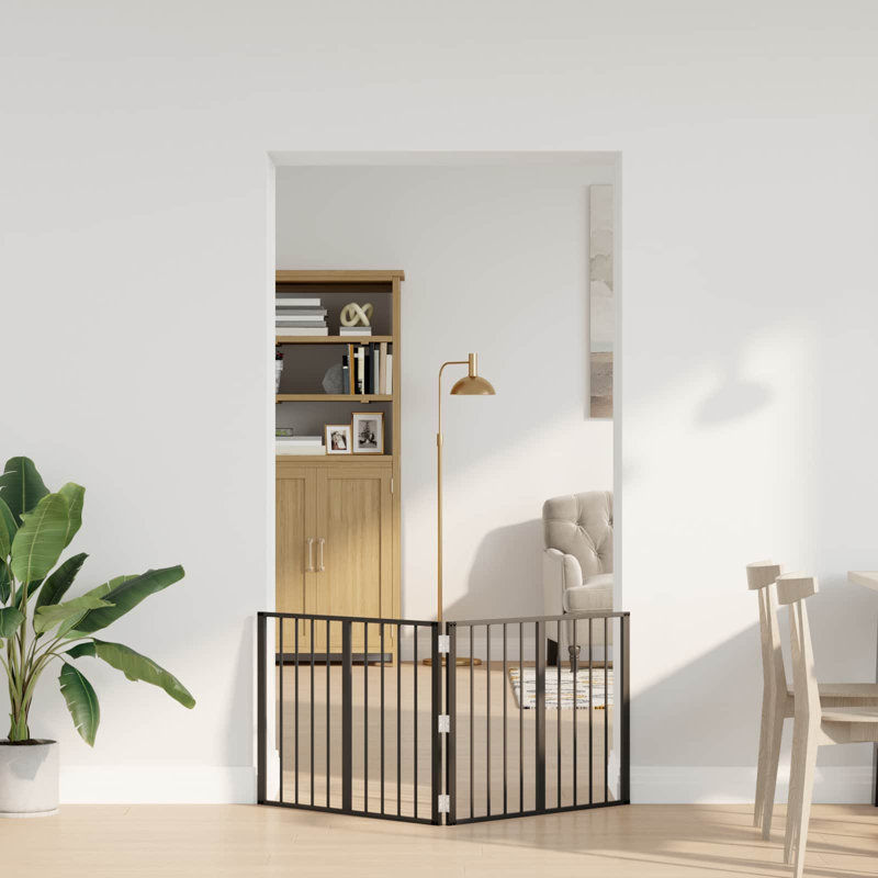Galvanised Steel Free Standing Pet Gate, 60cm H x 160.5cm W x 1.5cm D