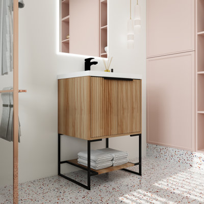 Meuble-lavabo simple avec plateau de meuble-lavabo 23,62 po Dreona