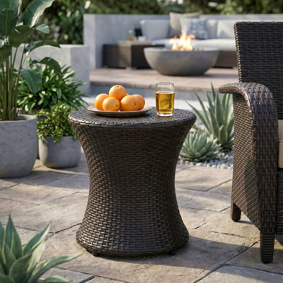 All-Weather PE Wicker Patio Side Table with Aluminum Inner Frame