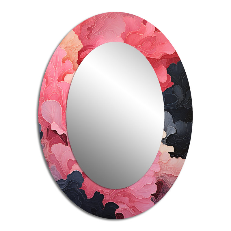 Minimalisme rose Poteries - Miroir mural moderne ovale, 40 po x 30 po