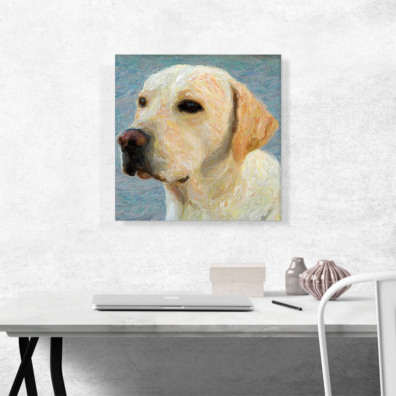 Labrador Retriever Dog Breed Yellow Lab - reproduction d'art sur toile tendue, H 18 po x l 18 po x P 0,75 po