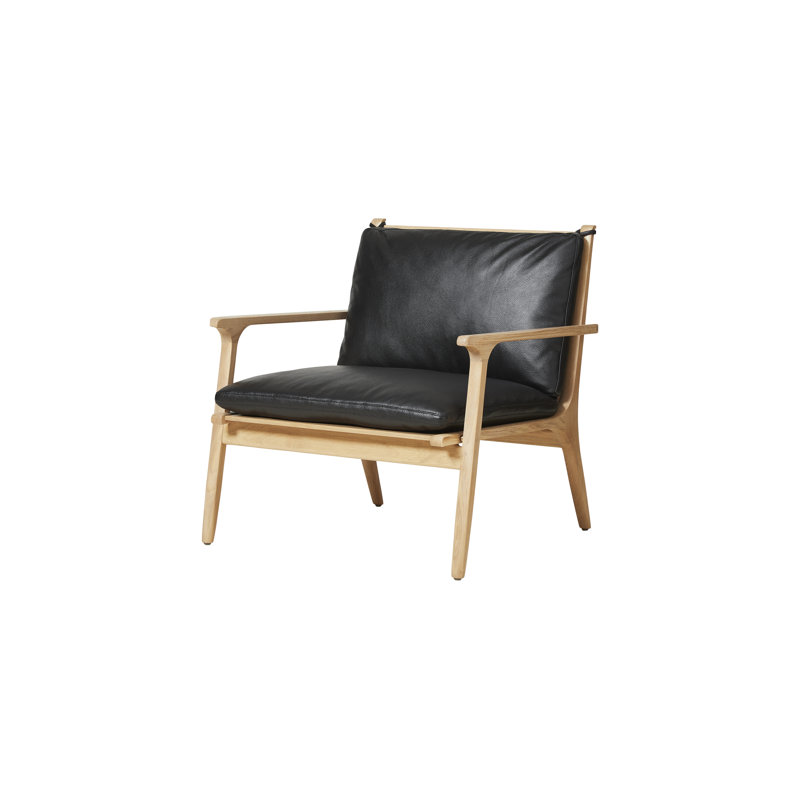 Ren Armchair, Omega Black Leather/Natural Oak