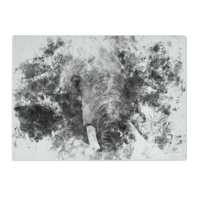 Tempered Glass African Elephant Watercolour Chopping Board