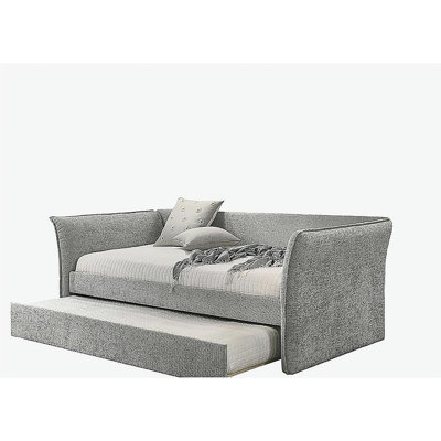 Lit de jour simple de style transitionnel 1pc avec salon à accoudoirs évasés avec couchette et fini gris