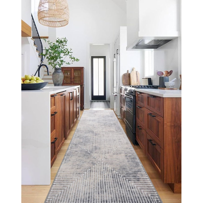 GLN Rugs Contemporary Collection - Machine Washable Modern Area Rug, Contemporary Washable Rug, Non Slip Area Rug, Abstract Living Room Rug, Bedroom Rug, Bathroom Rug (Beige Rug)