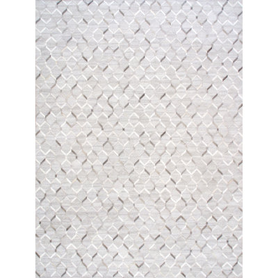 Geometric Hand-Loomed Silk Silver/White/Black Area Rug