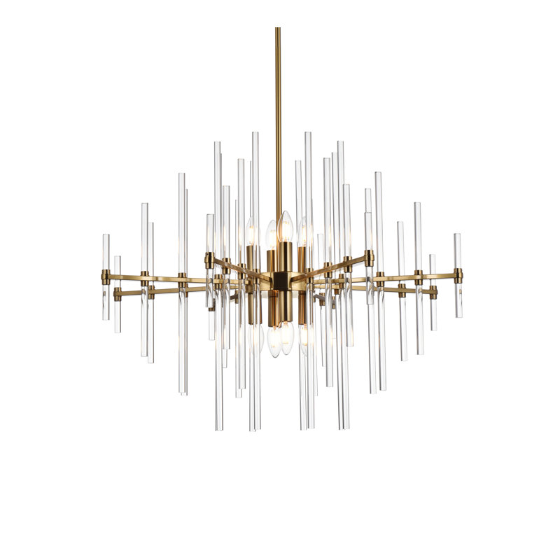 Luminaire suspendu unique à 8 lumières avec accents en cristal Francene, Or