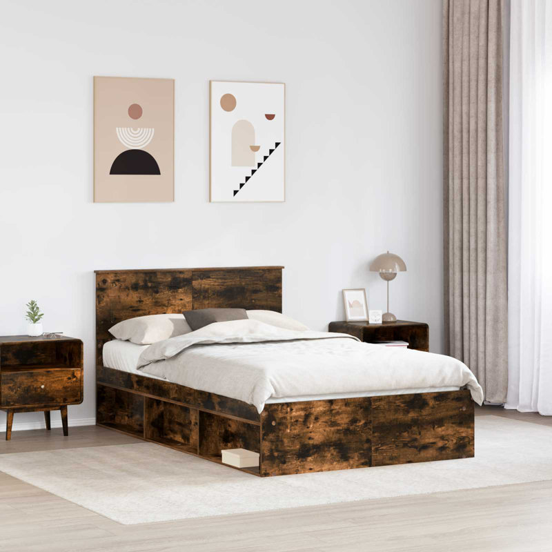Bed, Small Double (4'), Smoked Oak
