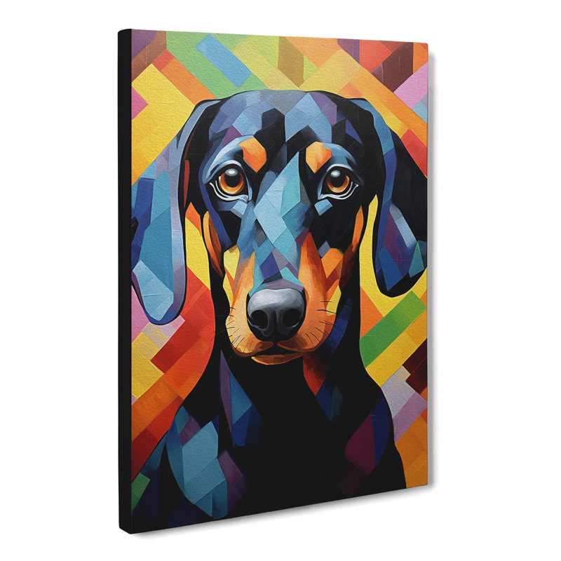 Dachshund Hard Edge - Wrapped Canvas, 76cm H x 50cm W x 3cm D