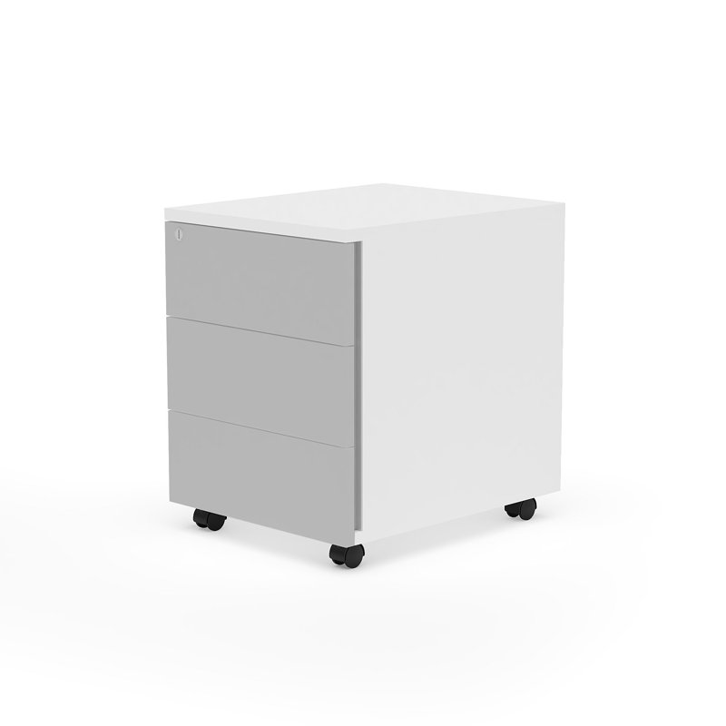 Favela 43cm Wide 3 -Drawer Mobile File Cabinet, White/Grey