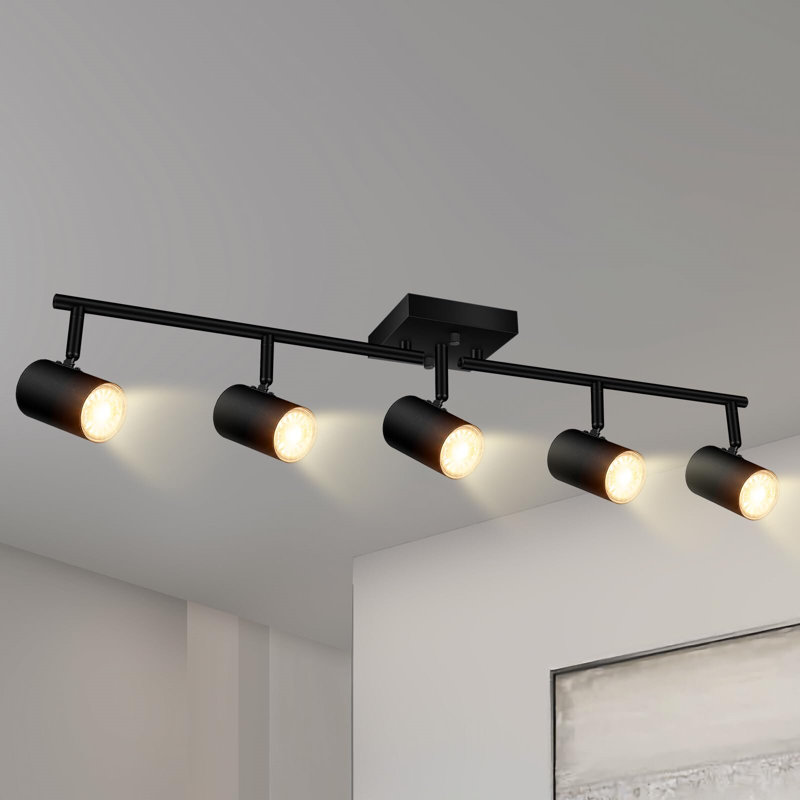 Black Matte Metal 5-Light Adjustable LED Track Lighting Fixture