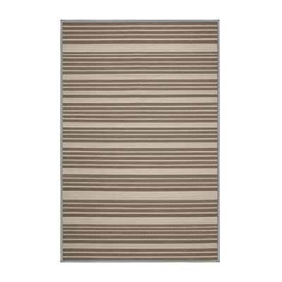  Tapis taupe lavable à rayures blanches
