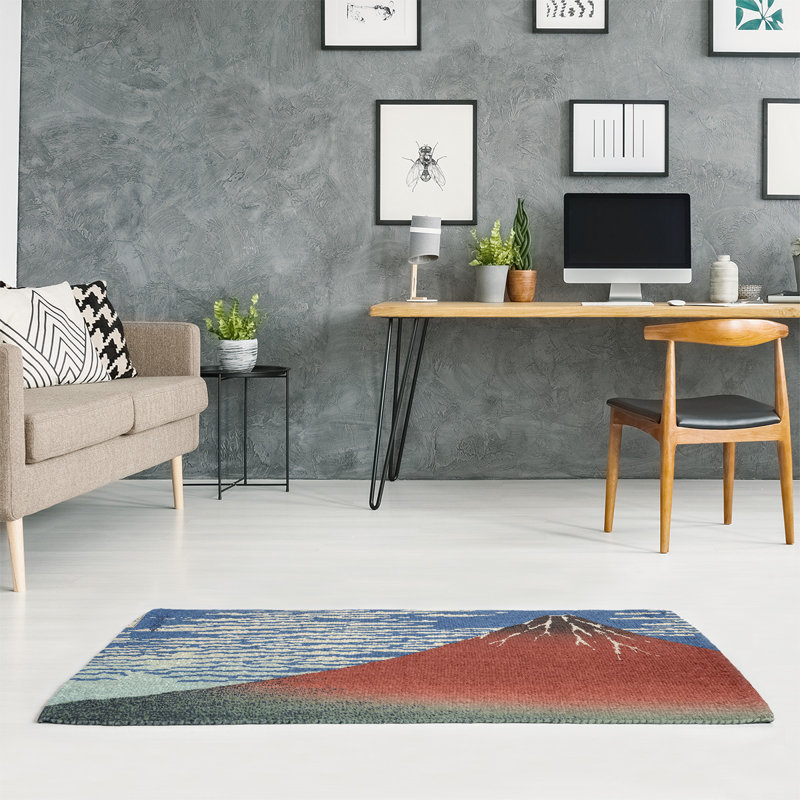 Tapis fine vent clair/bleu/gris, Rectangle 3 pi x 5 pi