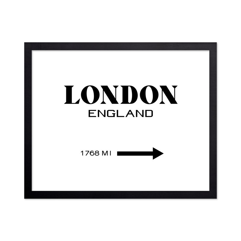 Signe de Londres, Angleterre, H 12 po x l 16 po, Affiche, Cadre noir