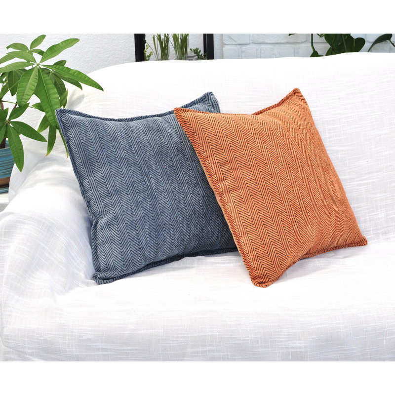Housses de coussin Chevron , H 16 po x l 16 po, Bleu cendré, Housse de coussin seulement - sans coussin