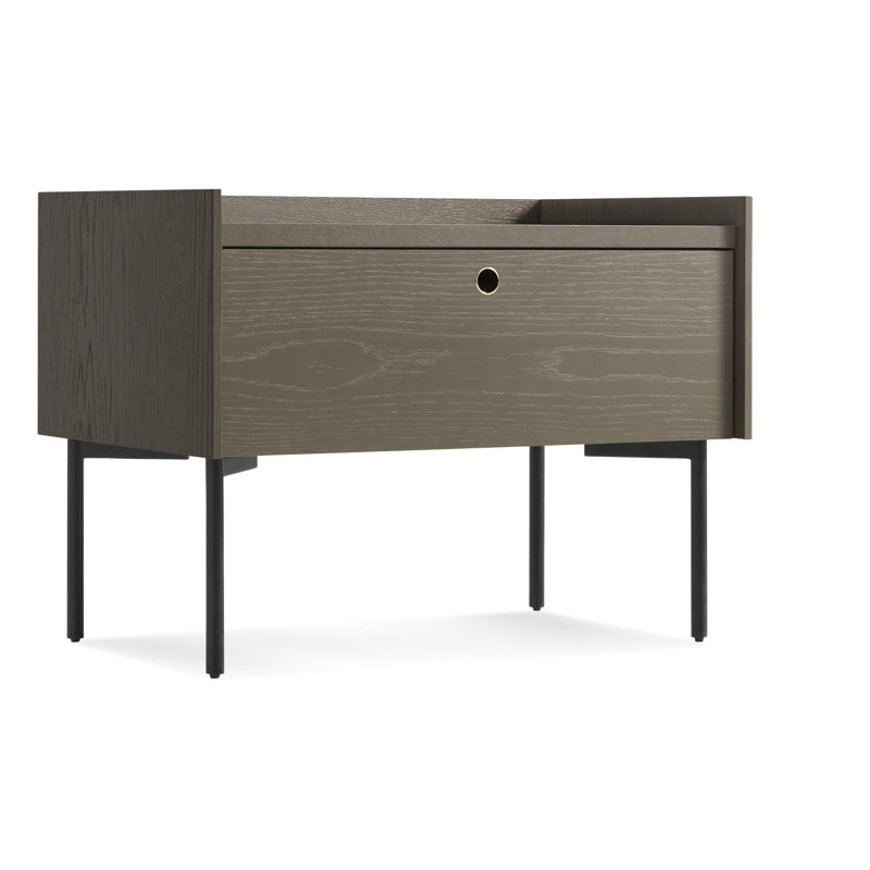 Peek 27'' W Metal Nightstand, Dark Olive