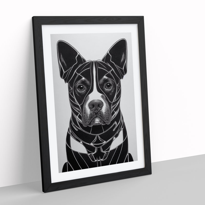 Contoured Dog - Single Picture Frame Print, Black, 64cm H x 46cm W x 2cm D
