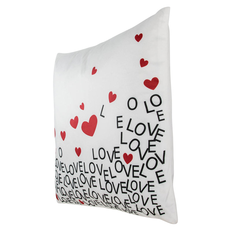Coussin décoratif Saint-Valentin Lots Of Love 17 po x 17 po - blanc et rouge