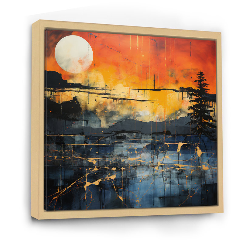 " Dramatic Lightning Nights I ", 16" H x 16" W x 1" D, Natural Floater Framed
