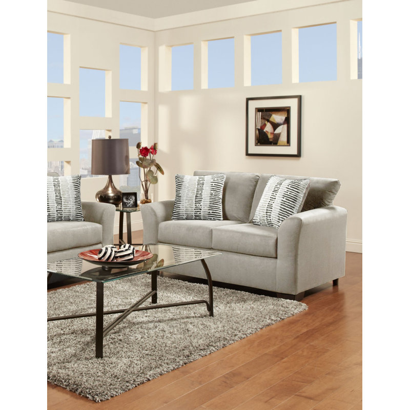 Canapé Elinaire, 2, Microfibre/microsuède beige, Noir / rayures gris clair