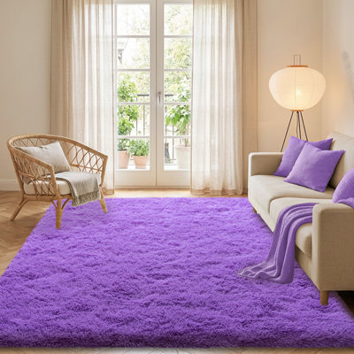 Solid Rug Soft Fluffy Purple Indoor Area Rug for Living Room Bedroom Nursery Kids Room