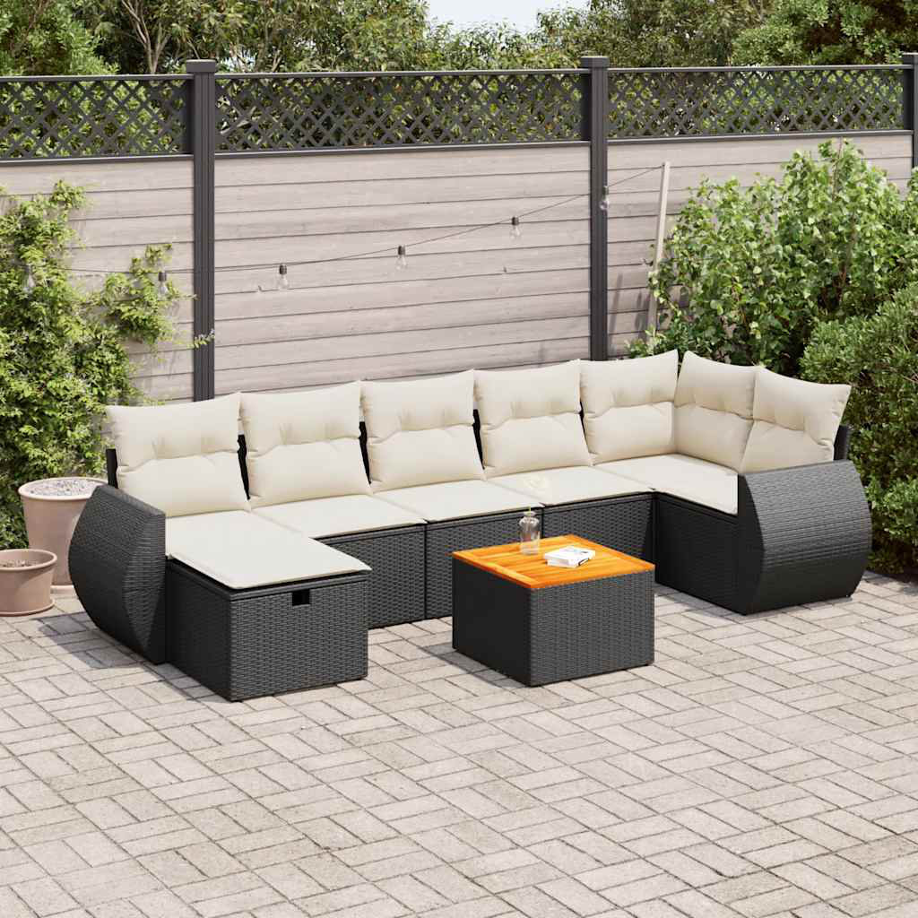 Vidaxl 8-Tlg. Garten-Sofagarnitur Mit Kissen Beige Poly Rattan