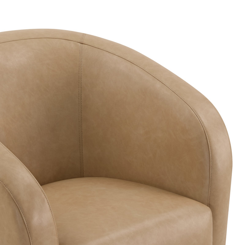 Fauteuil d'appoint rembourré et pivotant en cuir, Beige