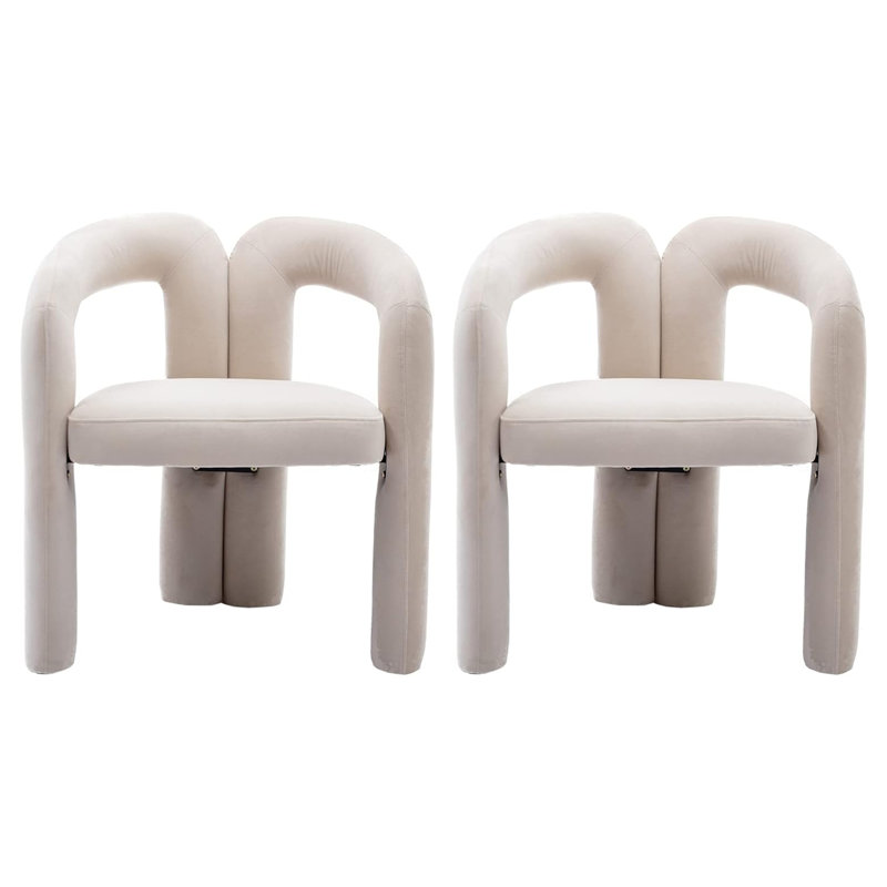 Accent Barrel Chair Set Of 2, Beige