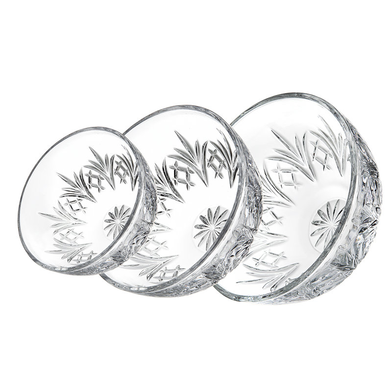 Clear Lead-Free Glass 3-Piece Classic Serving Bowl Set