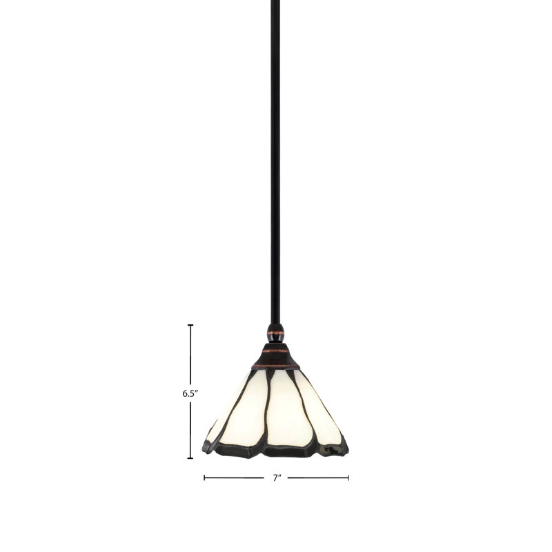 Mini-luminaire suspendu suspendu au fini cuivre noir avec perle de 7 po et verre d'art Black Flair
