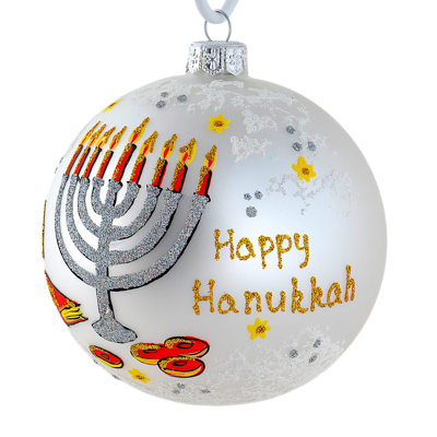 Happy Hanukkah Silver Collectible Holiday Tree Ornament