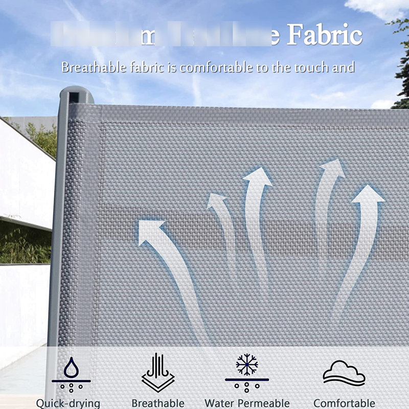 Chaises longues Grey Beach de 2,5 à 5 positions réglables, aluminium, respirant, roulettes pour faciliter le déplacement, installation simple sur le patio extérieur gris - respirant, confortable, style moderne, toutes saisons