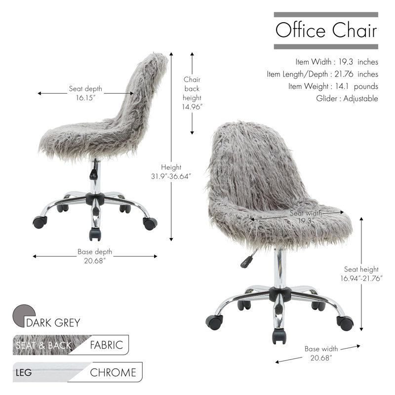 Chaise de bureau Sudhir, Gris foncé