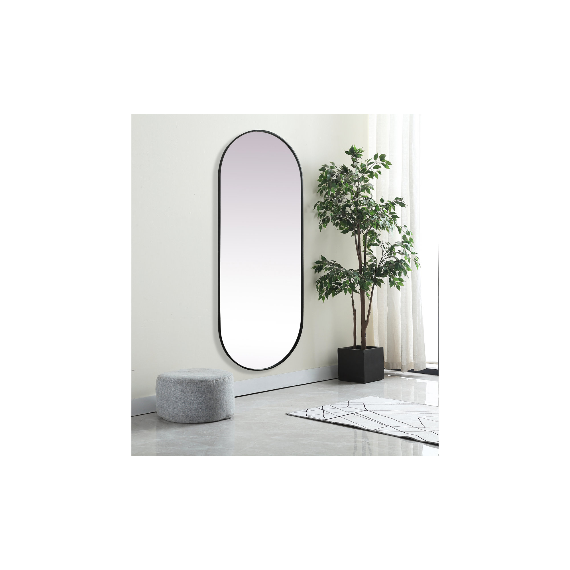 Elington Metal Oval Mirror, 72"  x 30" , Black