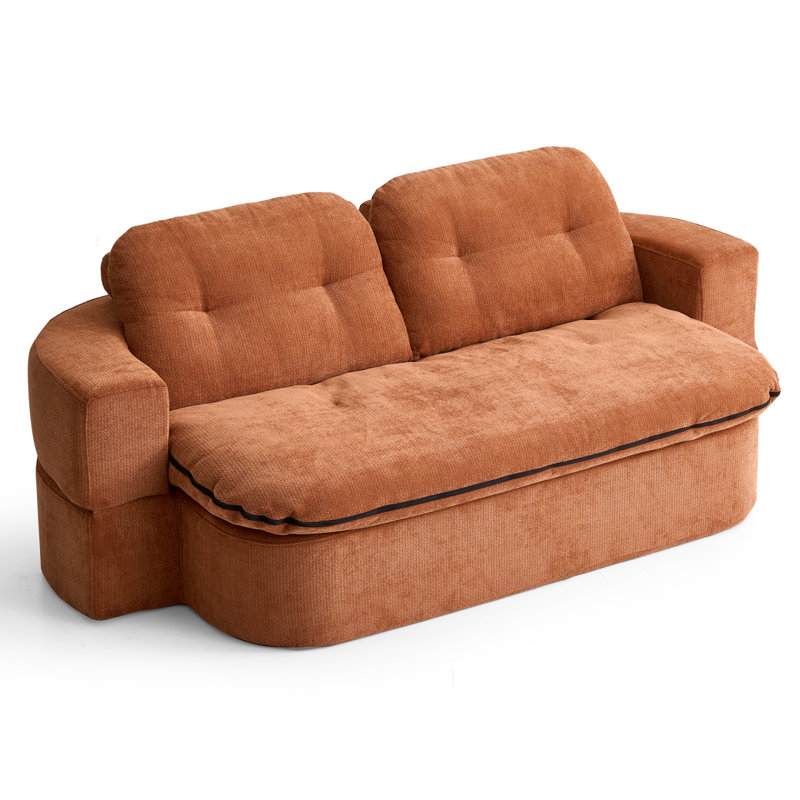 Modern Floor Sofa With 2 Pillows,Convertible Corduroy Fabric Foam-Filled Sleeper Sofa Bed, No Assembly Required,Convertible Sofa Cushion Unfolds Into Quilt,Folding Mattress For Living Room,Playroom