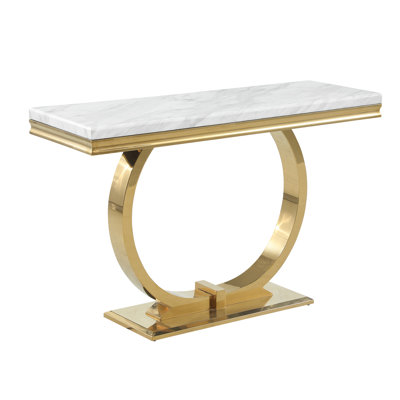 Monroe 47"Rectangular Marble with Rounded Base Console Table