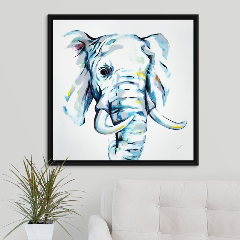 « out of africa i », peinture sur toile, H 31,7 po x l 31,7 po x p 1,75 po, Cadre flottant noir
