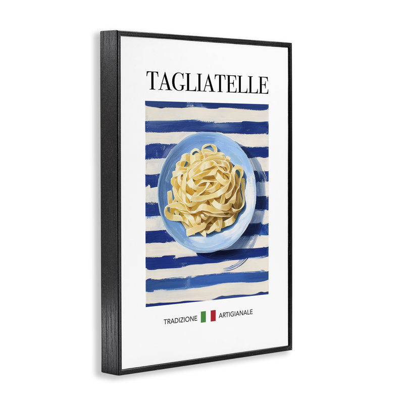 Giclée encadrée de tagliatelles traditionnelles, design par Andreas Magnusson, Giclée encadrée noir minuit, H 18 po x l 12 po