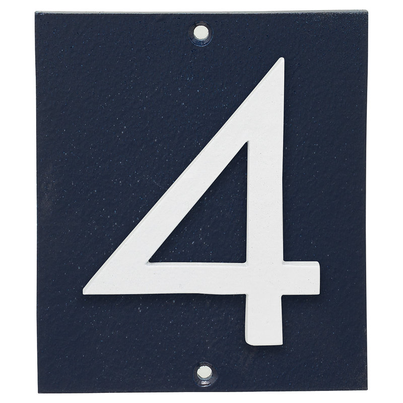 Plaque d’adresse murale sur 1 ligne flottante, Bleu marine, Blanc, Oui