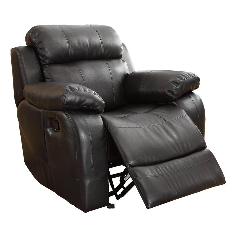 Cox Upholstered Recliner, Black Faux Leather