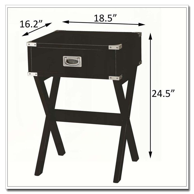 Black 1-drawer End Table, Black