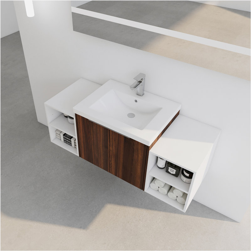 48 Inch Soft Close Doors Bathroom Vanity With Sink, Two Small Storage Shelves, 24" and 12" Combination Cabinet,(KD-Packing)
